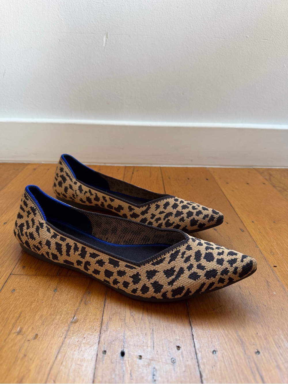 Rothy's Leopard Print Pointed Toe Flats - Tan & Black